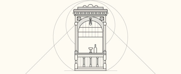 Illustration einer Trinkhalle