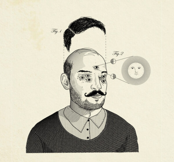 Illustration eines Mannes mit mehreren Augen