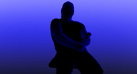 Silhouette eines Mannes mit obszöner Geste