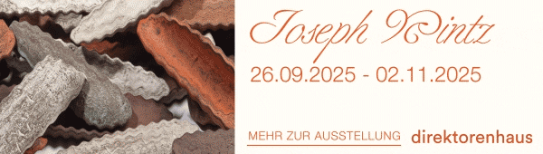 Joseph Pintz - Relation Magazin Bunte, strukturierte Objekte in verschiedenen Erdtönen, beworben für die Ausstellung von Joseph Pintz.